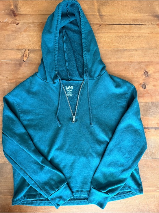 Lee Tops - Lee Teal Full-Zip Hooded Sweatshirt